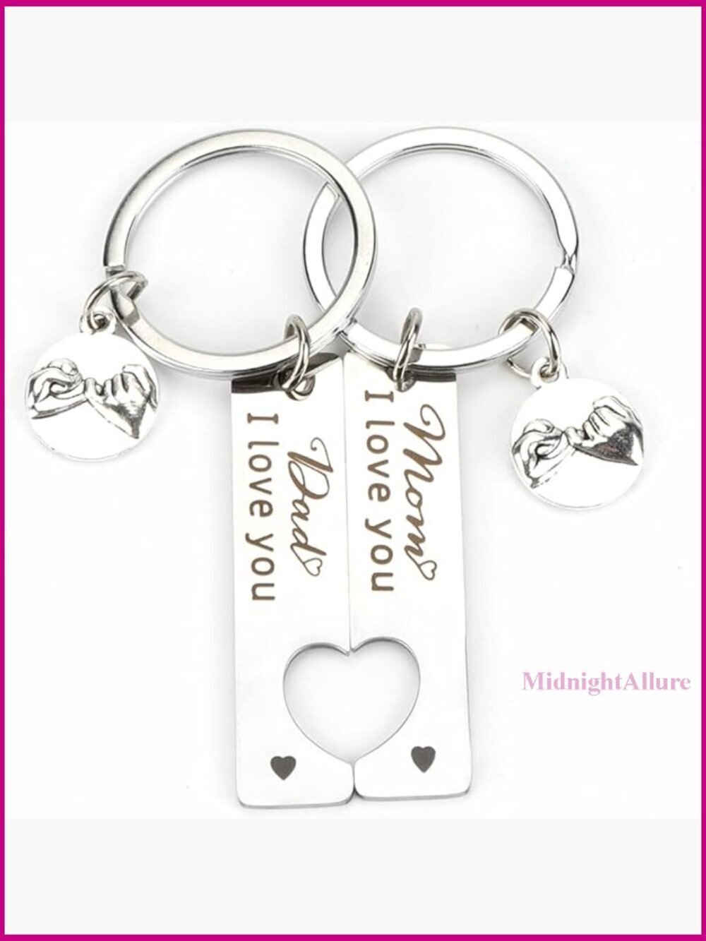 Couple Matching Keychain Set - Gift for Him or Her - Stainless Steel Dad Mom